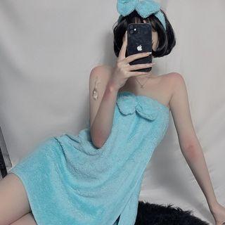 Strapless Fluffy Robe / Headband / Stockings / Tights / Set