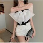 Short-sleeve Bow Top White - One Size