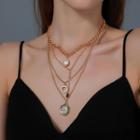 Alloy Faux Pearl Pendant Layered Necklace 0730 - 01 - Gold - One Size