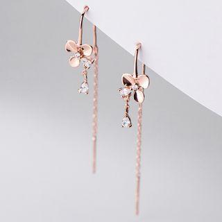 925 Sterling Silver Flower Earring 1 Pair - Rose Gold - One Size