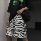 High-waist Zebra Stripe Straight Leg Shorts