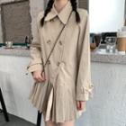 Double-breasted Pleated Shirtdress Khaki - One Size