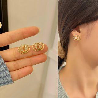 Rhinestone Moon Star Stud Earring