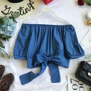 Off-shoulder Chiffon Crop Top