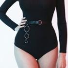 Alloy Hoop Faux Leather Belt