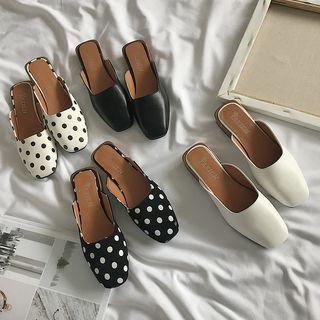 Faux Leather Square Toe Mules