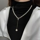 Bow Faux Pearl Pendant Alloy Necklace Necklace - Bow & Faux Pearl - White - One Size