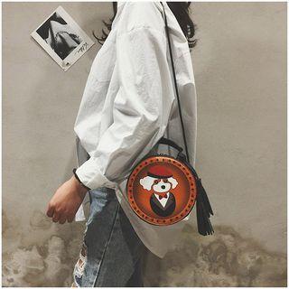 Dog Print Round Shoulder Bag