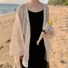 Open-front Lace Cardigan Off-white - Almond - One Size