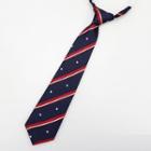 Striped Star Neck Tie Red Stripes - Navy Blue - One Size