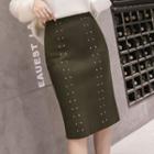 Studded Knitted Pencil Skirt