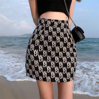 High-waist Print Mini Pencil Skirt