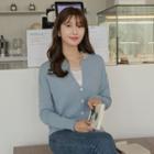 Roll-edge Slit-side Cardigan