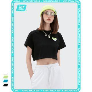 Labeled Short-sleeve Crop T-shirt