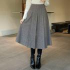 Herringbone Pleated Midi Skirt