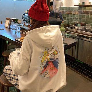 Unicorn & Letter Print Hooded Zip Jacket