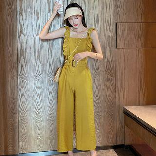 Ruffle Spaghetti Strap Cropped Jumpsuit