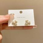 Clover Rhinestone Alloy Earring E4968 - 1 Pair - Gold - One Size