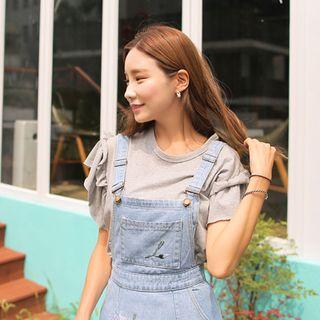 Crewneck Frill-sleeve T-shirt