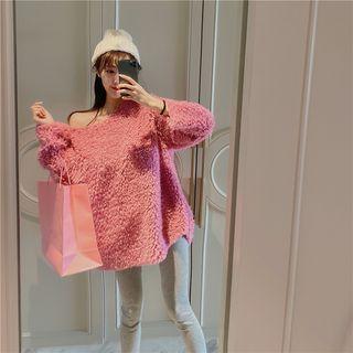 Round Neck Plain Fleece Top