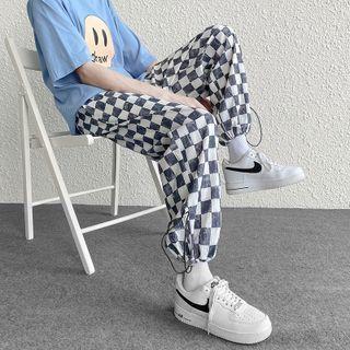 Checkered Cropped Harem Pants