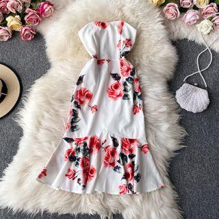 Floral Wipes Bosom Mermaid Dress