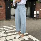 Plain Loose-fit Wide-leg Jeans