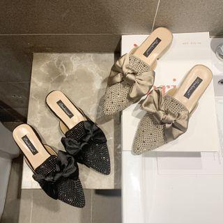 Pointy Studded Bow Mules