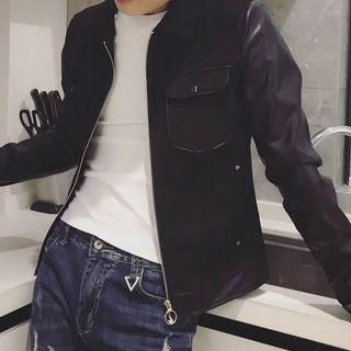 Long-sleeve Plain Double-pocketed Jacket