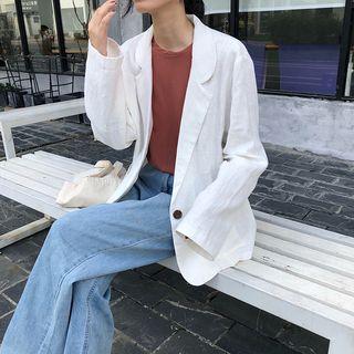 Lapel Collar Single-button Linen Blazer