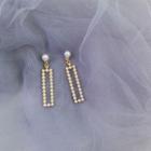 Faux Pearl Rectangle Dangle Earring 1 Pair - Earrings - White & Gold - One Size