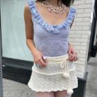 Lace Ruffled-neck Sleeveless Top