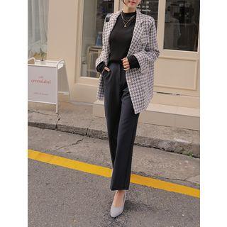 Plus Size Houndstooth Tweed Blazer
