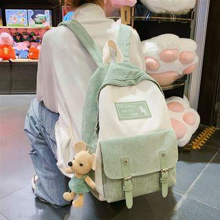 Corduroy Mice Charm Two-tone Backpack