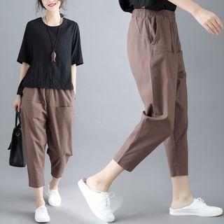 Plain Cropped Loose Fit Pants