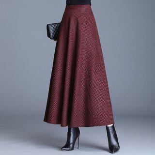 Houndstooth Maxi A-line Skirt
