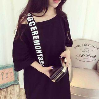 Lettering Short Sleeve T-shirt Tunic