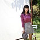 Dual-pocket Belted Plaid Miniskirt