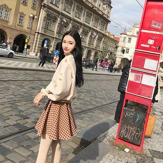 Set: Mock Neck Pullover + A-line Skirt