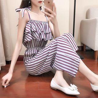 Spaghetti Strap Striped Jumpsuit
