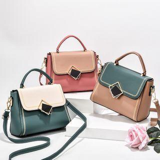 Paneled Embroidered Trim Crossbody Bag