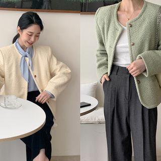 Button-up Boucl  Woolen Jacket