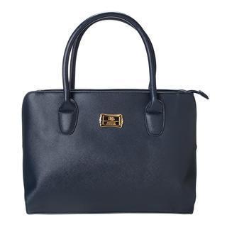Faux-leather Zip Tote Navy - One Size