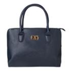 Faux-leather Zip Tote Navy - One Size