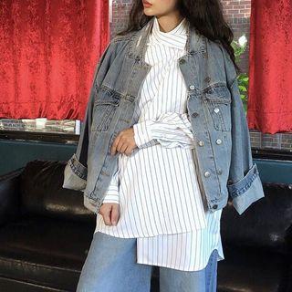 Button-up Denim Jacket Blue - One Size