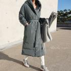 Hooded Duck Down Padding Wrap Coat