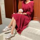 Off-shoulder Button-trim Dress
