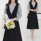 Set: Stripe T-shirt & A-line Pinafore Dress