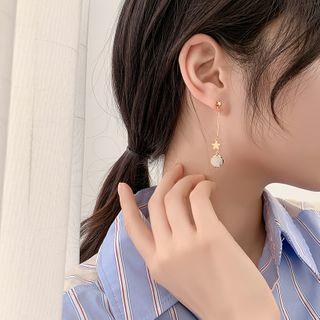 Non-matching Cat Eye Stone Alloy Star Dangle Earring
