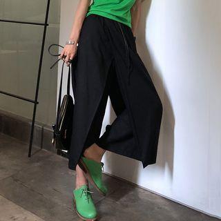 Asymmetric Cropped Wide-leg Pants